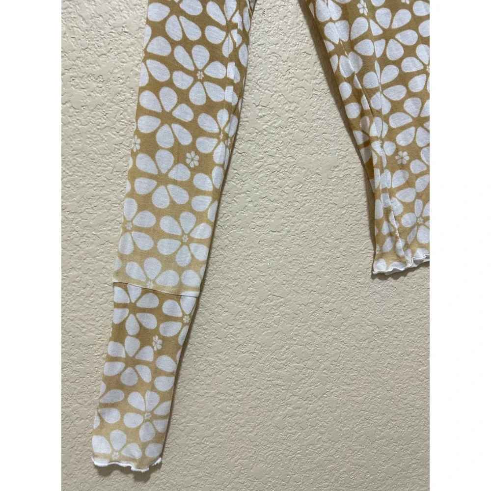 Free People FP Movement Daisy Floral Long Sleeve Top M Mock Neck Soft Base Layer